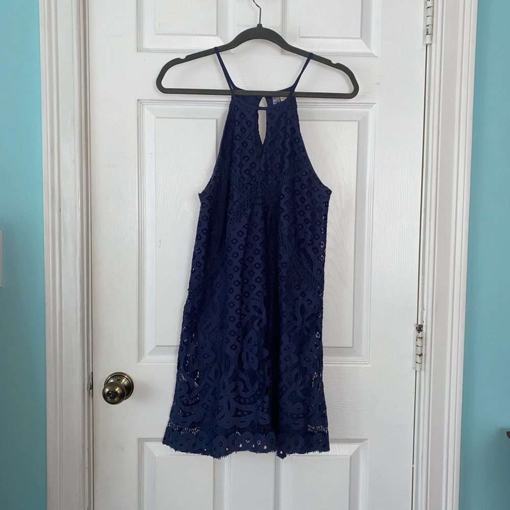 FRANCESCAS Navy Blue Lacey Flowy Dress